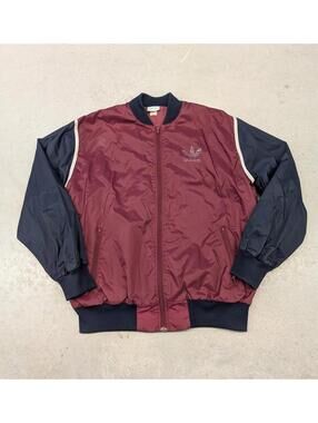 Vintage 80s Adidas Red and Navy Blue Lined Track Jacket